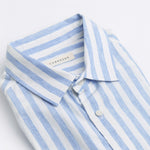 carpasus sustainable organic linen shirt ascona stripes light blue white. Nachhaltiges Carpasus Hemd Ascona Streifen Hellblau Weiss aus Bio Leinen 
