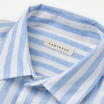 carpasus sustainable organic linen shirt ascona stripes light blue white. Nachhaltiges Carpasus Hemd Ascona Streifen Hellblau Weiss aus Bio Leinen 