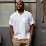 carpasus sustainable organic linen shirt short sleeves maloja uni white. Nachhaltiges Carpasus Hemd kurzärmlig Maloja Uni Weiss aus Bio Leinen 