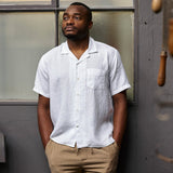 carpasus sustainable organic linen shirt short sleeves maloja uni white. Nachhaltiges Carpasus Hemd kurzärmlig Maloja Uni Weiss aus Bio Leinen 