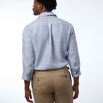 carpasus sustainable organic linen shirt stripes navy. Nachhaltiges Carpasus Hemd aus Bio Leinen mit Streifen Navy
