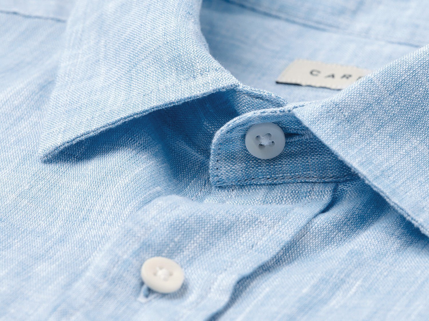carpasus sustainable organic linen short sleeve shirt lightblue. Nachhaltiges Carpasus Hemd Kurzarm aus Bio Leinen in Hellblau