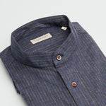 carpasus sustainable organic cotton and linen shirt scurido marine/ochre. Nachhaltiges Carpasus Hemd Scurido aus Bio Baumwolle und Leinen in Marine/Ocker