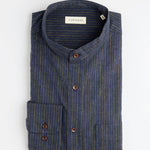 carpasus sustainable organic cotton and linen shirt scurido marine/ochre. Nachhaltiges Carpasus Hemd Scurido aus Bio Baumwolle und Leinen in Marine/Ocker