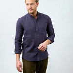 carpasus sustainable organic cotton and linen shirt scurido marine/red. Nachhaltiges Carpasus Hemd Scurido aus Bio Baumwolle und Leinen in Marine/Rot
