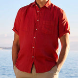 Leinenhemd Kurzarm Praia Rot