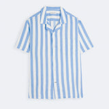 Linen Shirt Short Orto Blue