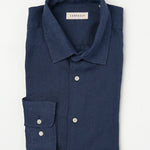 carpasus sustainable organic linen shirt verzasca uni navy. Nachhaltiges Carpasus Hemd Verzasca Uni Navy aus Bio Leinen
