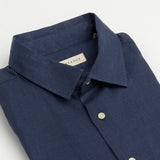 carpasus sustainable organic linen shirt verzasca uni navy. Nachhaltiges Carpasus Hemd Verzasca Uni Navy aus Bio Leinen