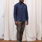 carpasus sustainable organic linen shirt verzasca uni navy. Nachhaltiges Carpasus Hemd Verzasca Uni Navy aus Bio Leinen 