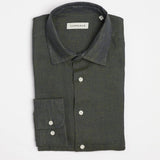carpasus sustainable organic linen shirt semi casual single color moss. Nachhaltiges Carpasus Hemd Semi Casual aus Bio Leinen in Moss