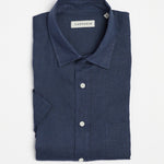 carpasus sustainable organic linen short sleeve shirt navy. Nachhaltiges Carpasus Hemd Kurzarm aus Bio Leinen in Navy