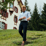 carpasus sustainable organic linen shirt stripes lightblue white. Nachhaltiges Carpasus Hemd aus Bio Leinen mit Streifen Hellblau Weiss