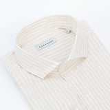 carpasus sustainable organic linen shirt stripes nature white. Nachhaltiges Carpasus Hemd aus Bio Leinen mit Streifen Natur Weiss